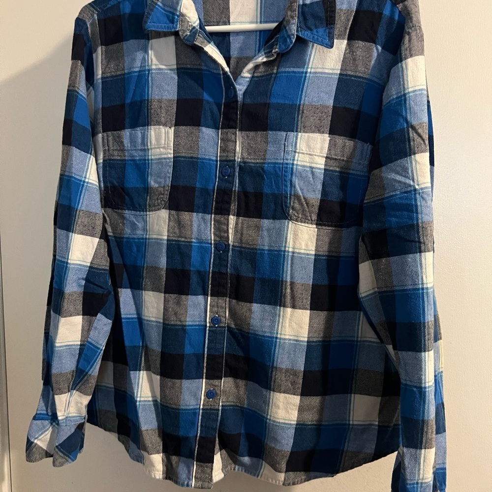 Lee Riders Blue and White buffalo plaid Checkered Shirt